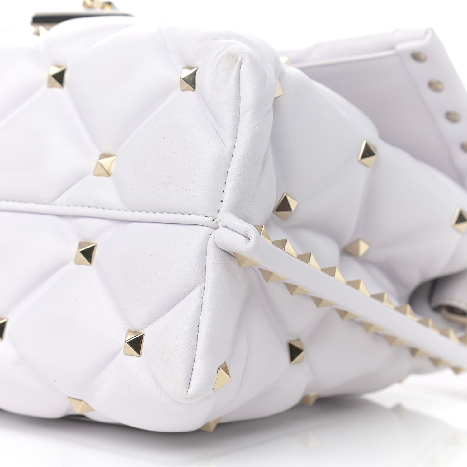 Valentino Garavani Lambskin VLTN Print Candystud Top Handle Bag Optic White Black 10 of 14