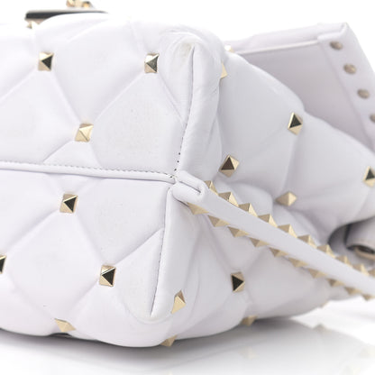 Valentino Garavani Lambskin VLTN Print Candystud Top Handle Bag Optic White Black 10 of 14