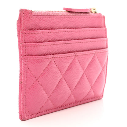 Chanel Caviar Quilted CC Zip Card Holder Pink 3 of 10