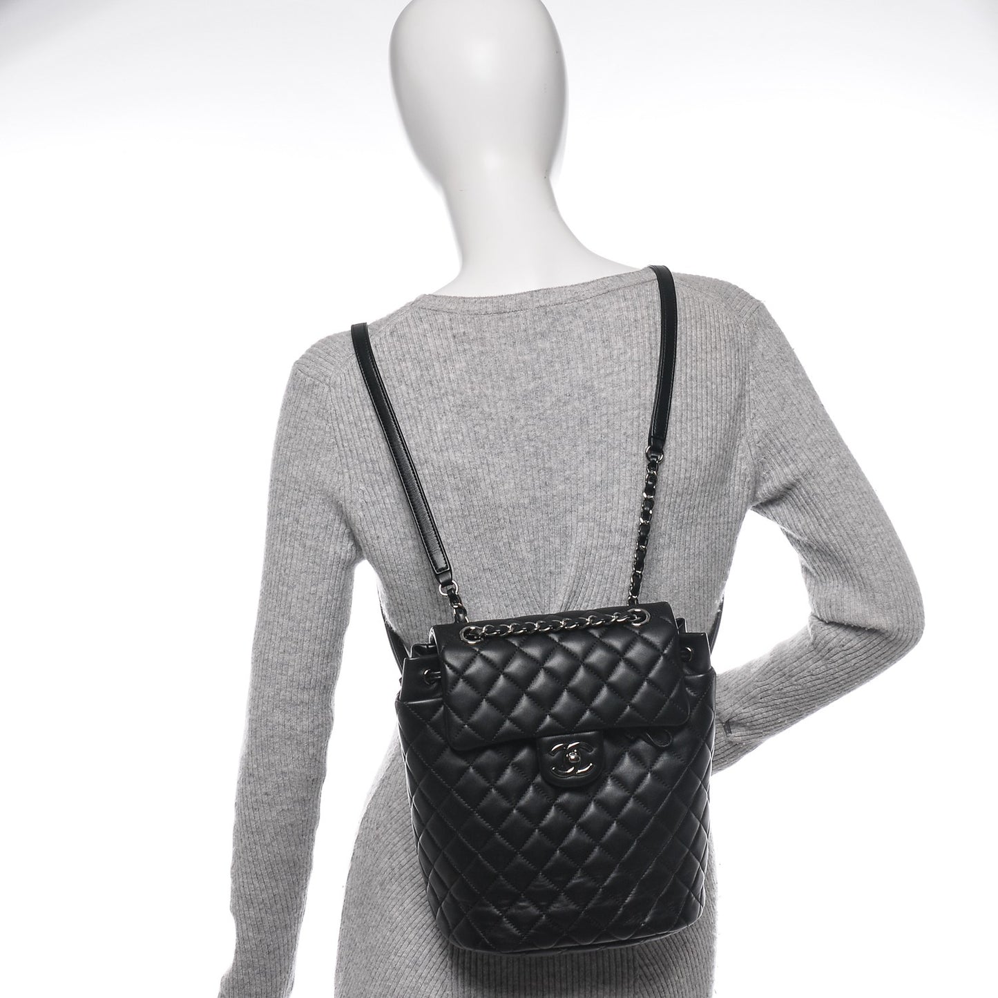 Lambskin Quilted Small Urban Spirit Backpack Black