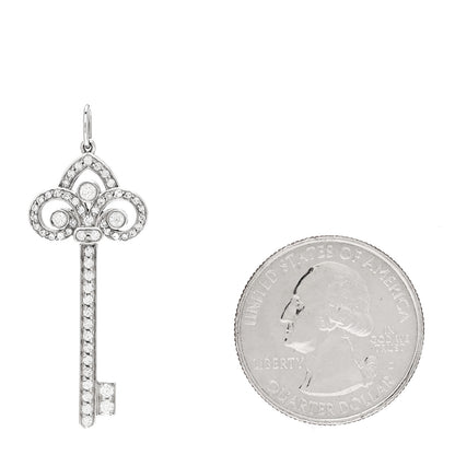 Tiffany Platinum Diamond .41ct Fleur De Lis Key Pendant 2 of 5