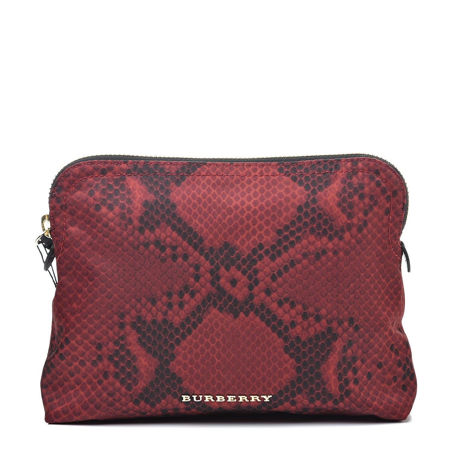 Burberry Nylon Python Print Large Zip Pouch Burgundy Red 1 of 7