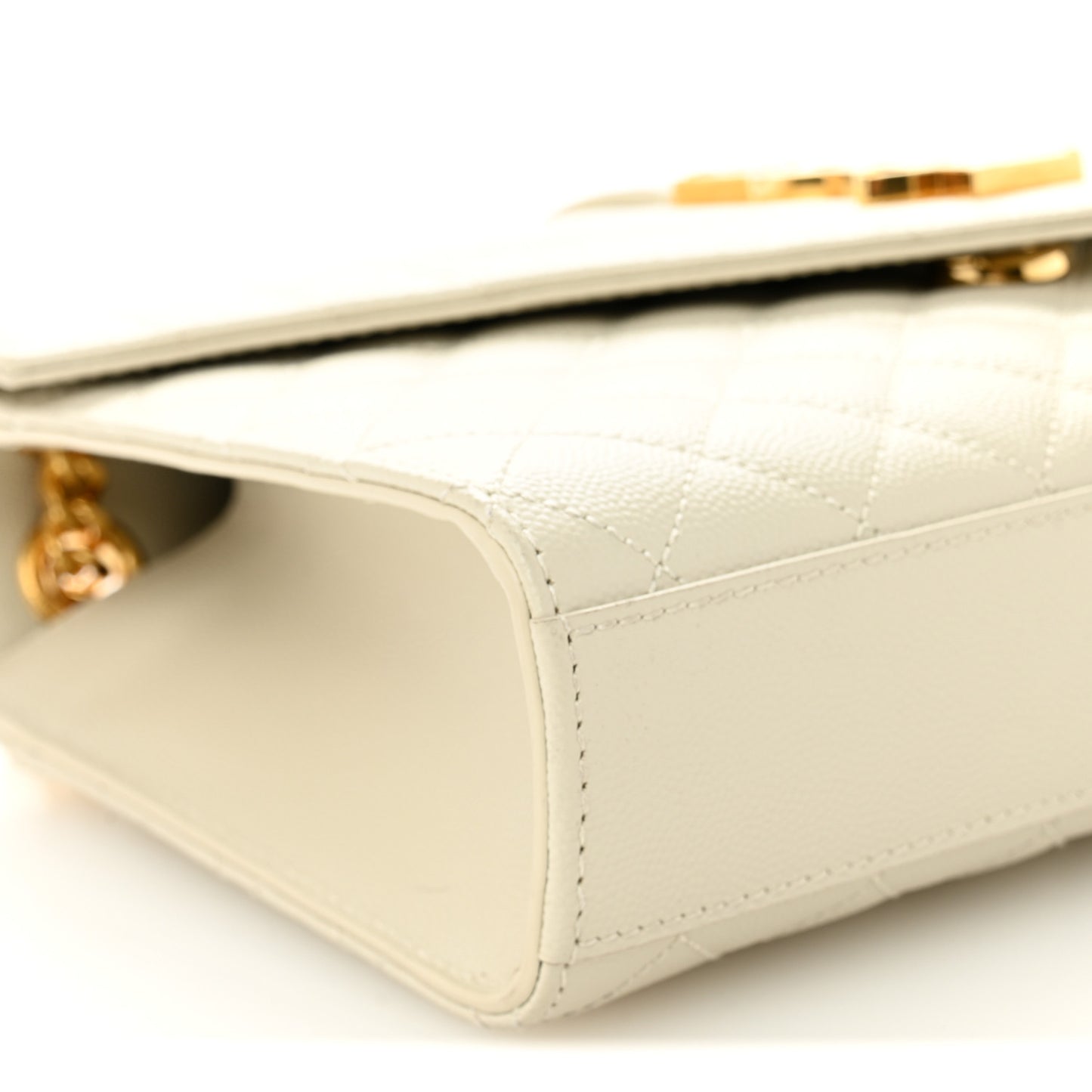 Grain De Poudre Textured Mixed Matelasse Medium Triquilt Monogram Satchel Crema Soft