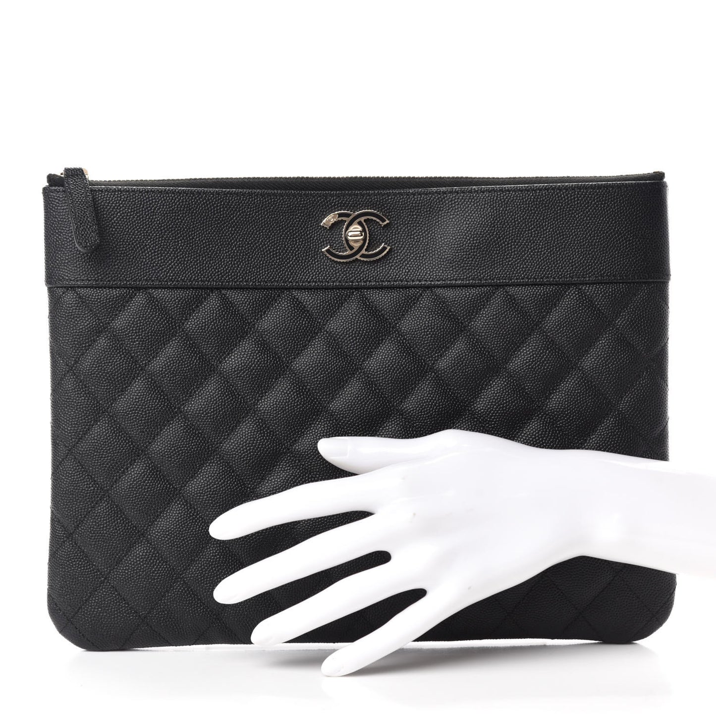 Caviar Quilted Medium Vintage Mademoiselle Cosmetic Case Black