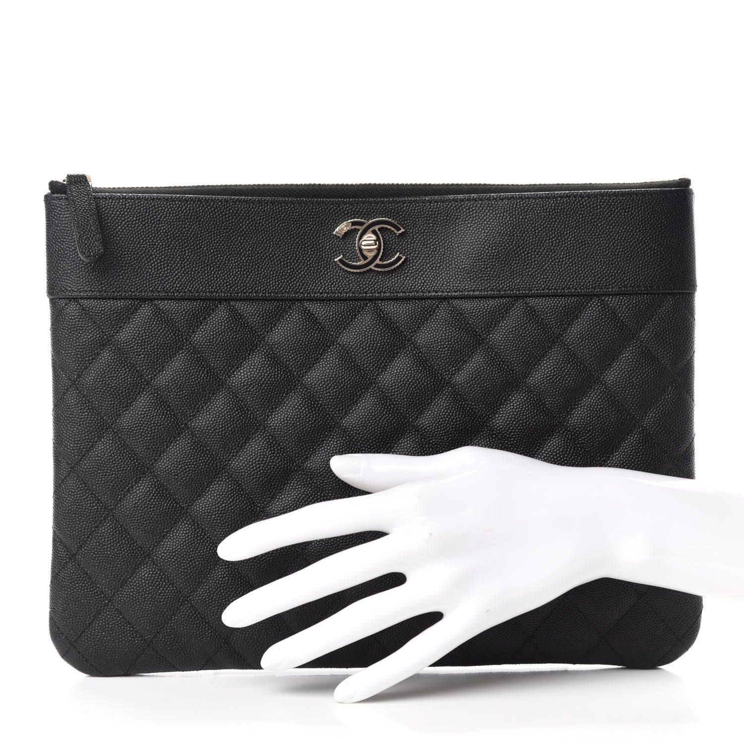 Chanel Caviar Quilted Medium Vintage Mademoiselle Cosmetic Case Black 2 of 8