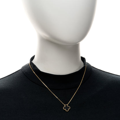 Van Cleef & Arpels 18K Yellow Gold Black Onyx Vintage Alhambra Pendant Necklace 2 of 5