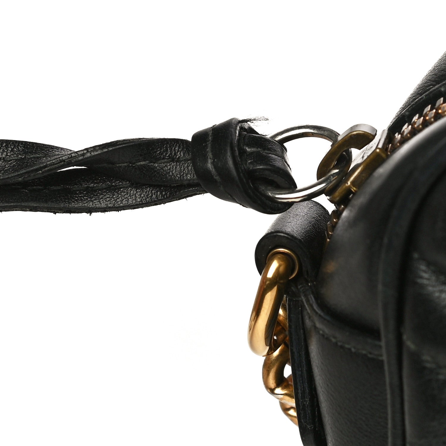 Gucci Calfskin Matelasse Small GG Marmont Chain Shoulder Bag Black 14 of 19