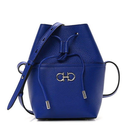 Salvatore Ferragamo Grained Calfskin Mini Gancino Bucket Bag Bluette 1 of 9