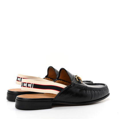 Gucci Goatskin Stripe Mens Horsebit Slingback Slippers 10.5 Black 4 of 11