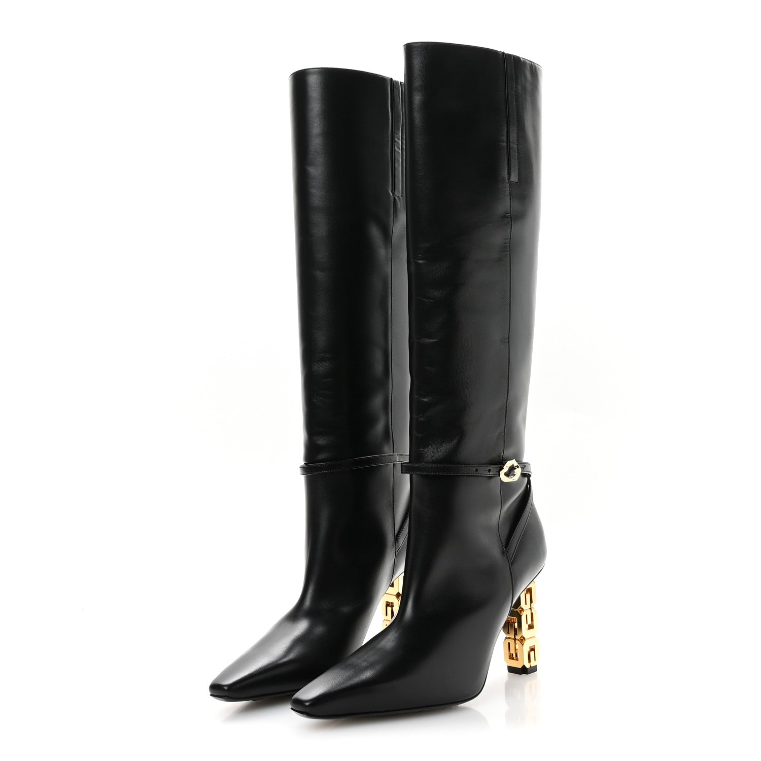 Givenchy Grained Calfskin G Cube Knee High Boots 38 Black 4 of 9