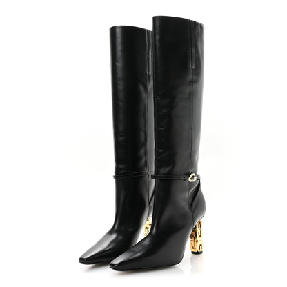 Givenchy Grained Calfskin G Cube Knee High Boots 38 Black 4 of 9
