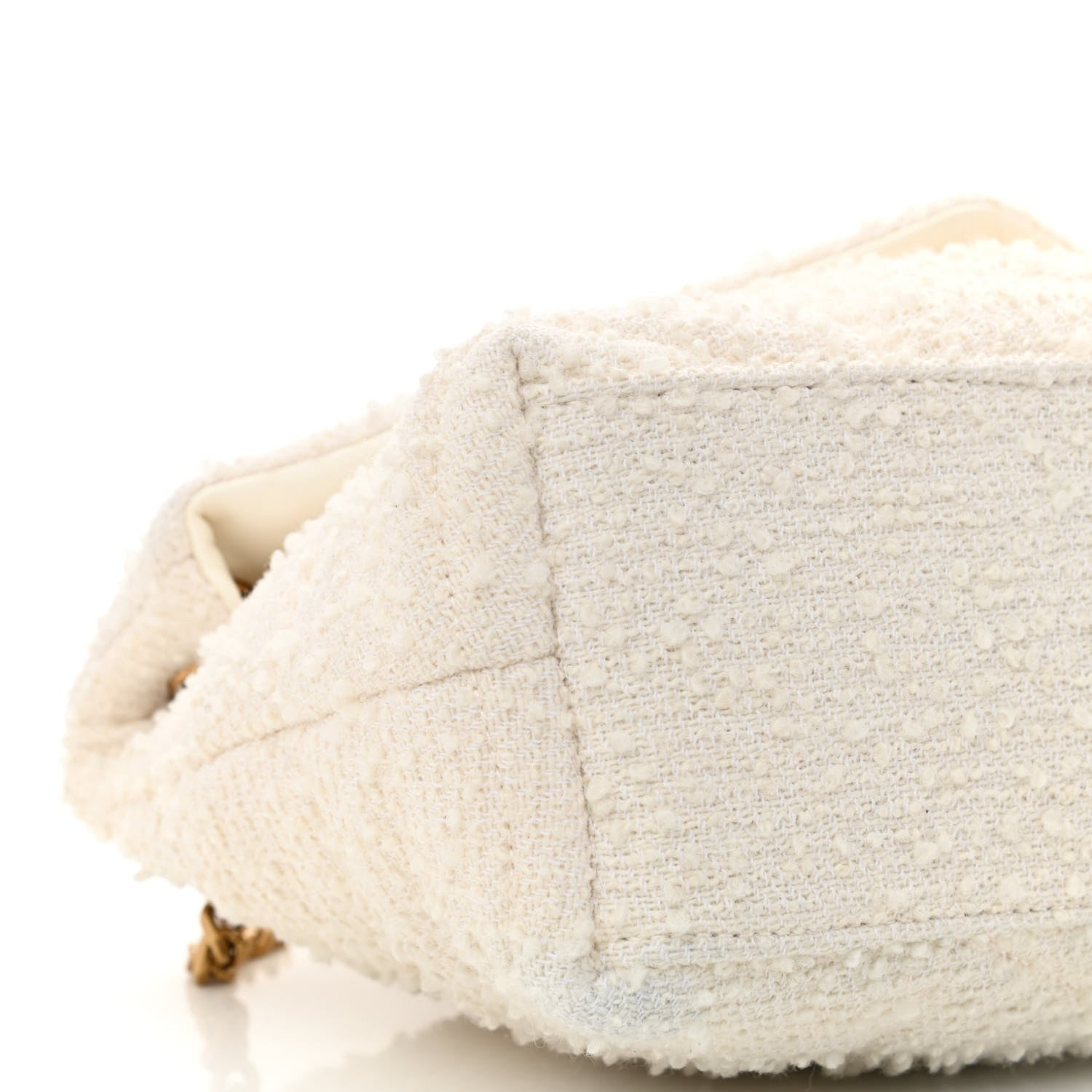 Saint Laurent Boucle Tweed Quilted Small Loulou Puffer Monogram Chain Satchel Crema Soft 9 of 10