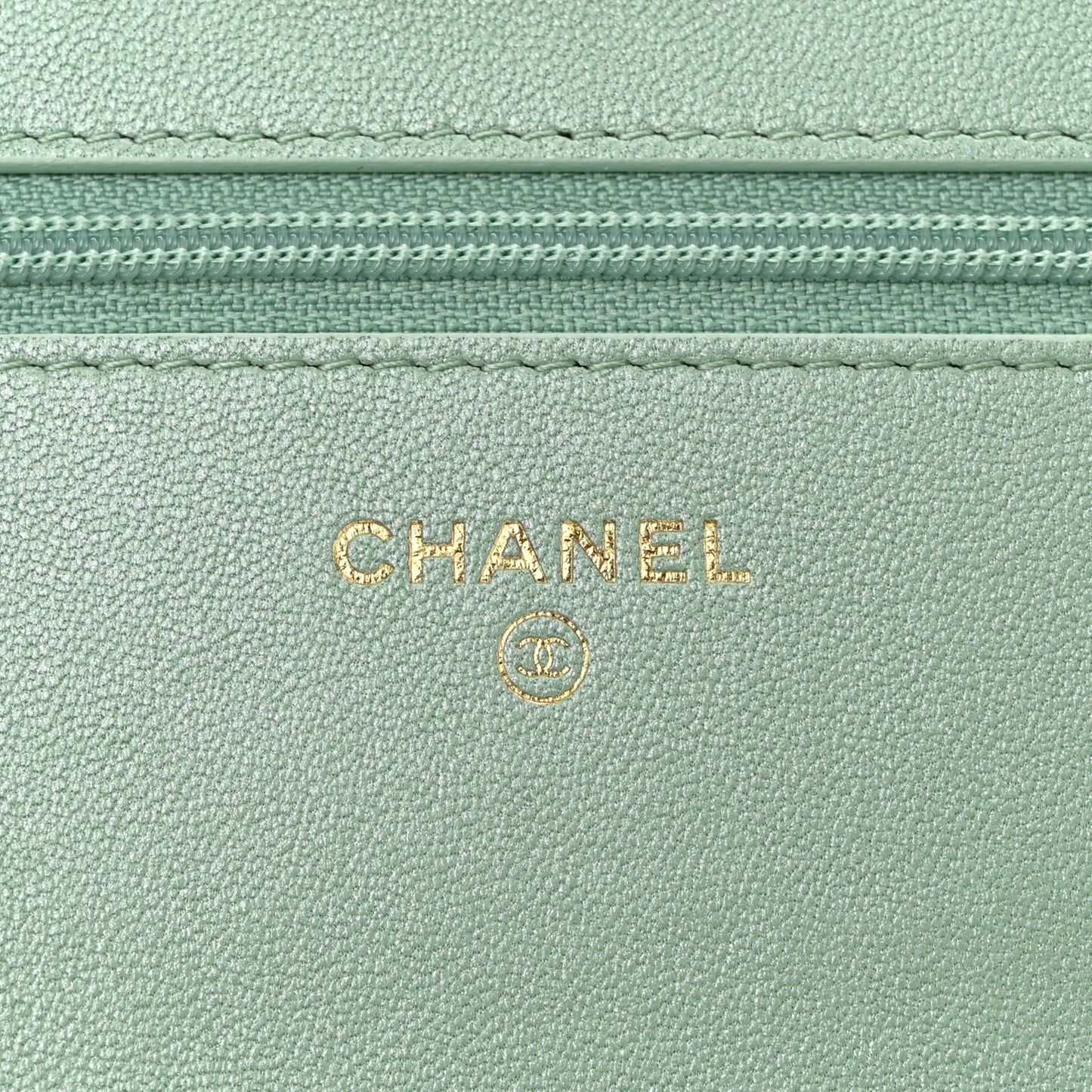 Shiny Lambskin Quilted Chanel 19 Wallet On Chain WOC Light Green