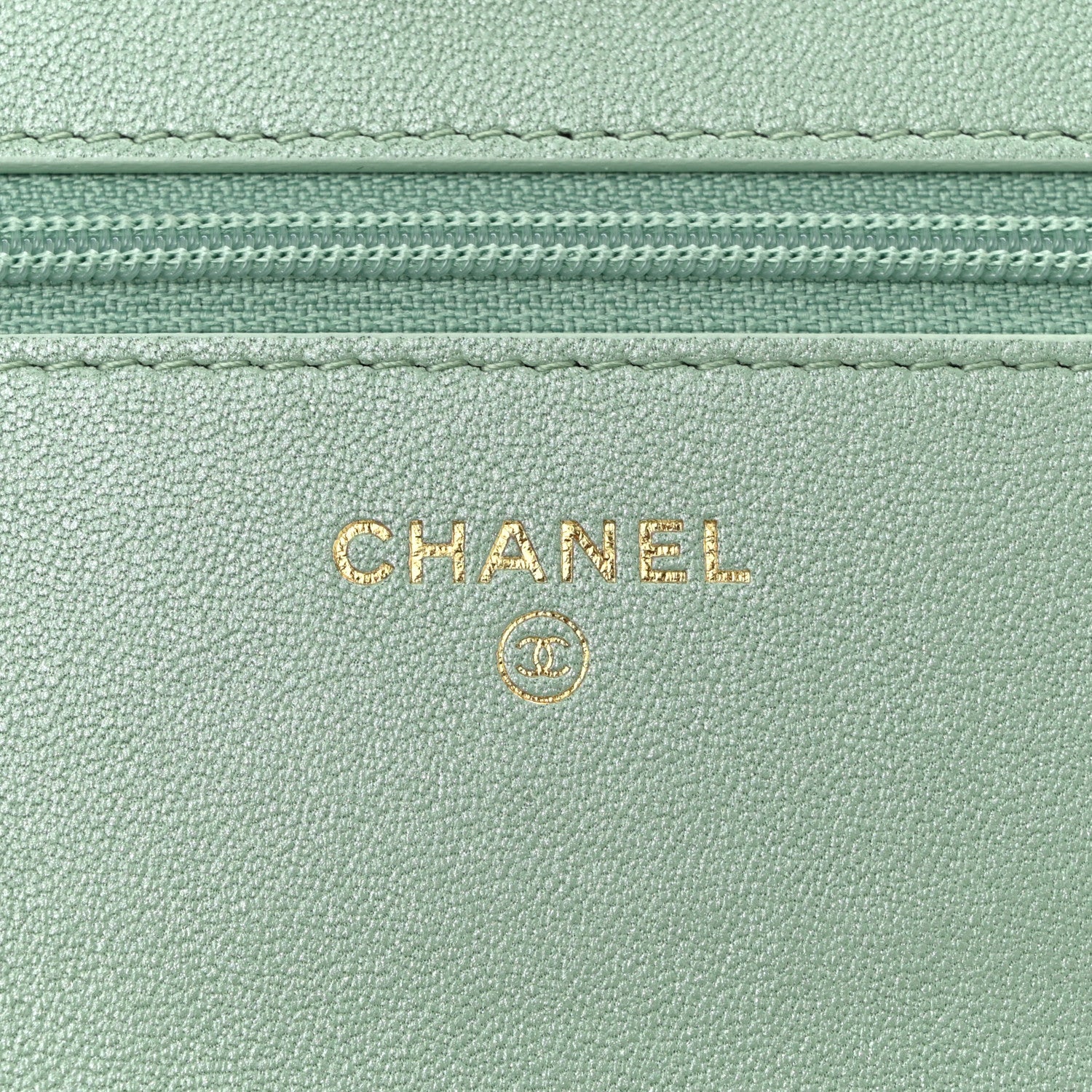 Chanel Shiny Lambskin Quilted Chanel 19 Wallet On Chain WOC Light Green 6 of 12
