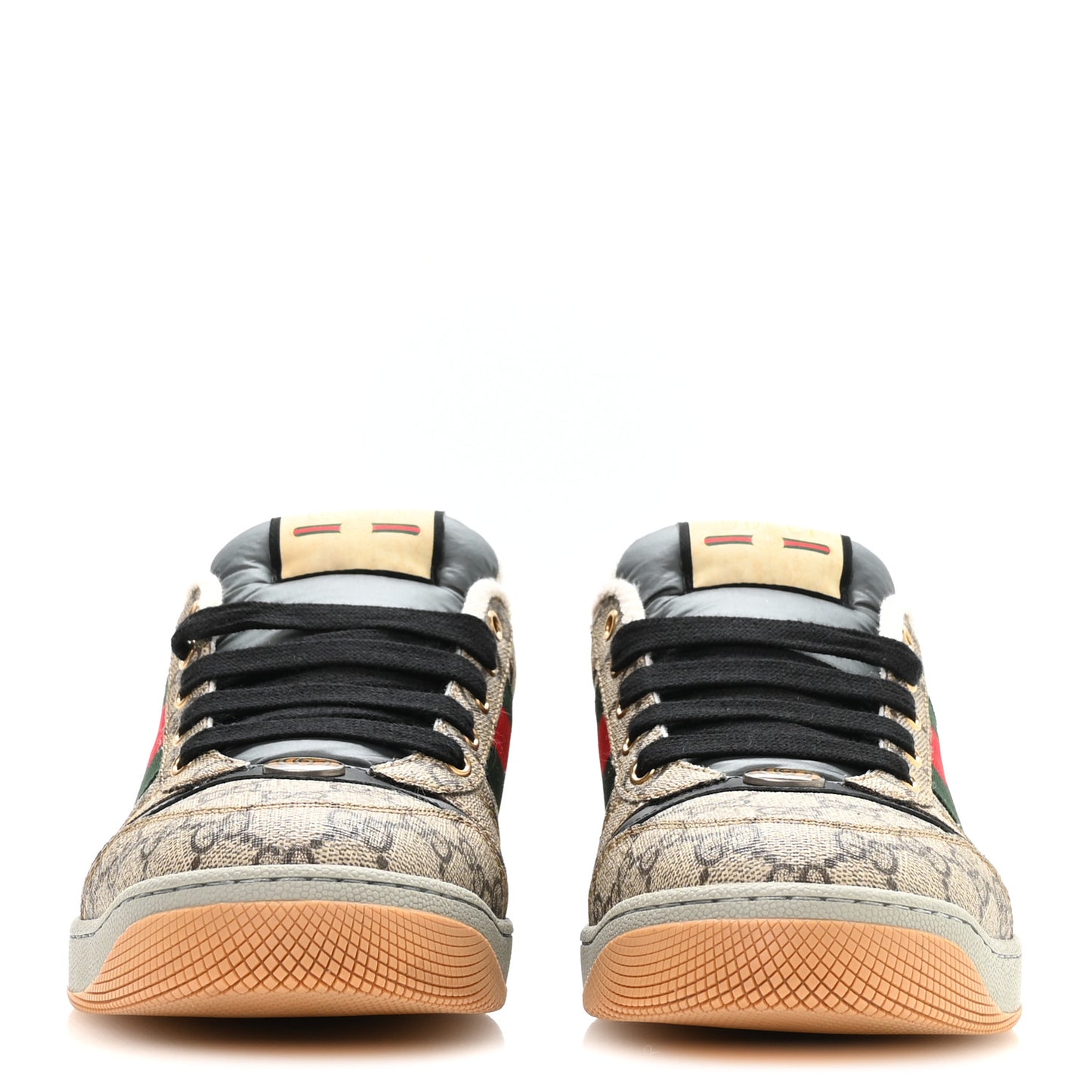 GG Supereme Monogram Miro Soft Calfskin Web Mens Screener Sneakers 9.5 Beige Ebony Black New Platinum