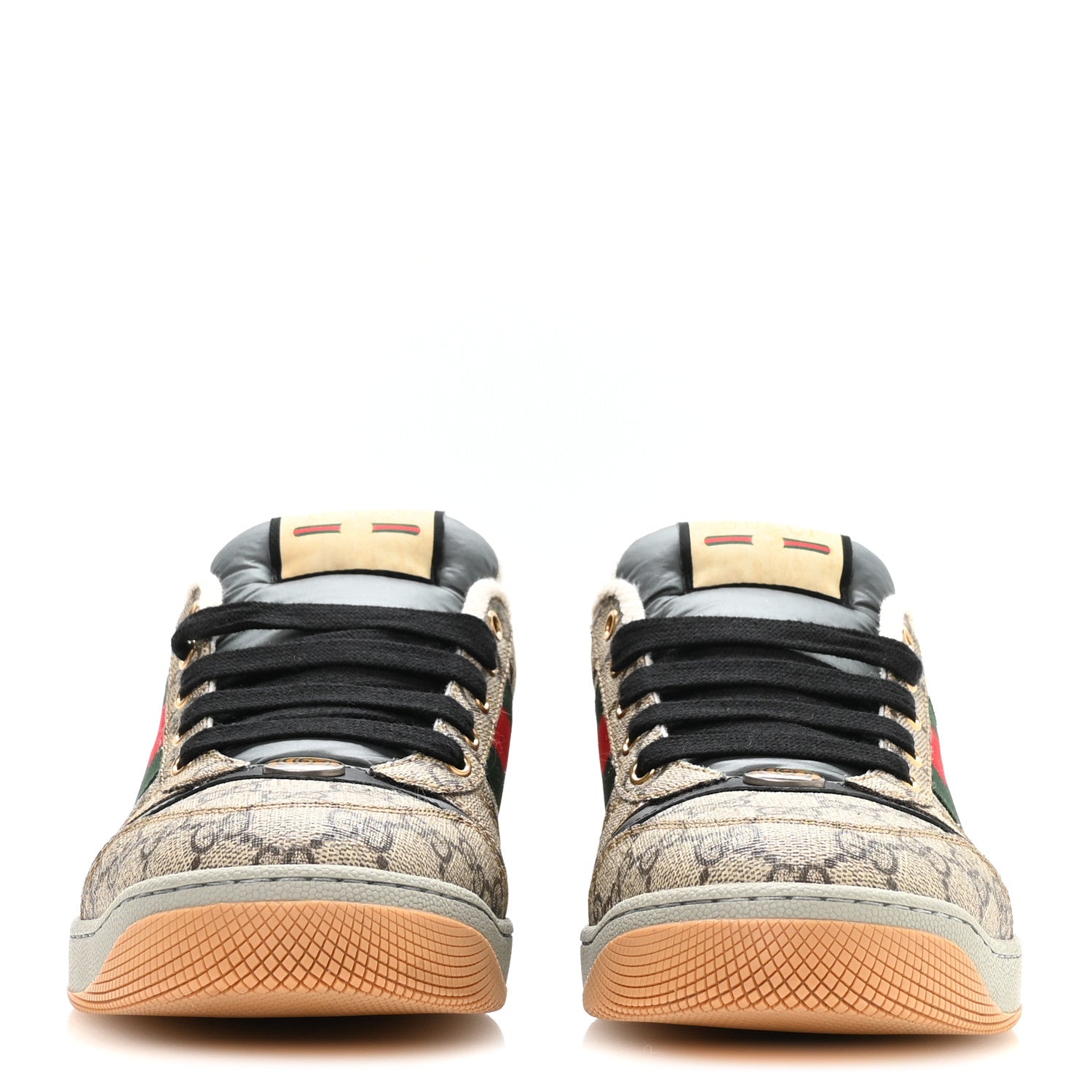 Gucci GG Supereme Monogram Miro Soft Calfskin Web Mens Screener Sneakers 9.5 Beige Ebony Black New Platinum 3 of 9