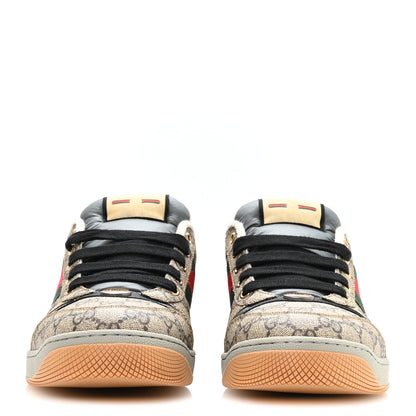 Gucci GG Supereme Monogram Miro Soft Calfskin Web Mens Screener Sneakers 9.5 Beige Ebony Black New Platinum 3 of 9