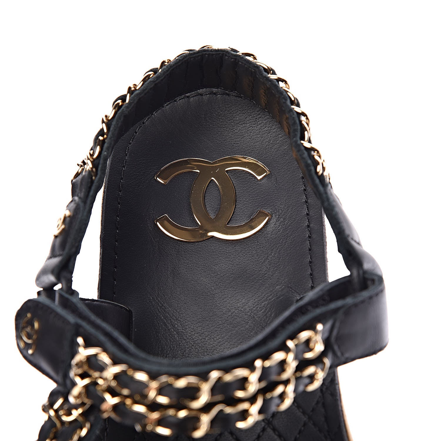 Chanel Calfskin Chain Flat Sandals 41 Black 7 of 8