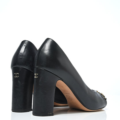 Chanel Lambskin Peep Toe CC Pumps 38 Black 4 of 19