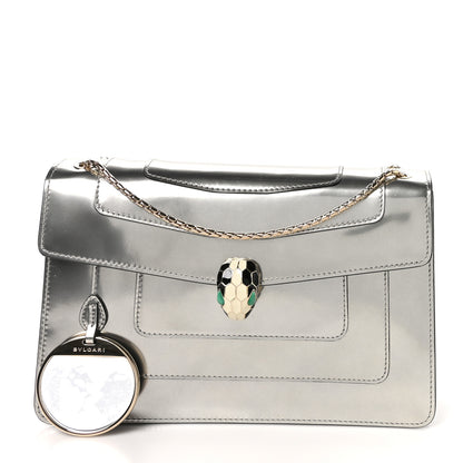 Bulgari Metallic Calfskin Serpenti Forever Shoulder Bag Silver 3 of 12