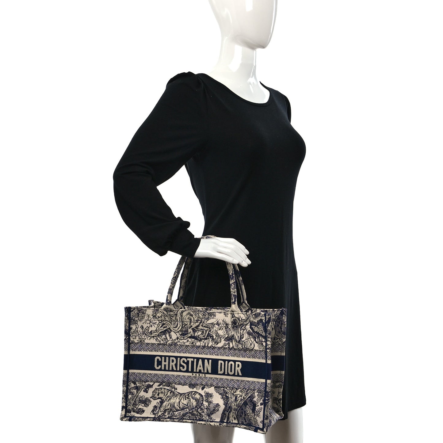 Canvas Embroidered Medium Dioriviera Toile De Jouy Book Tote Blue