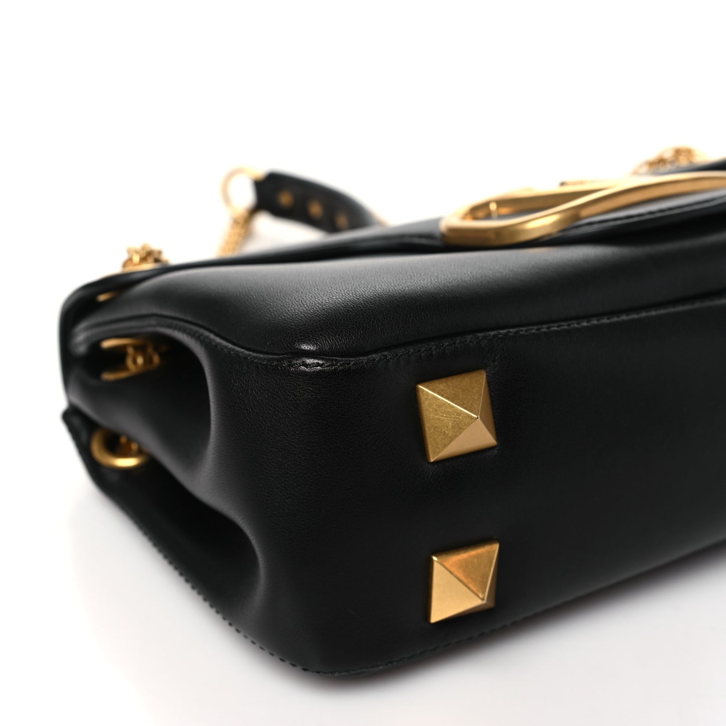 Nappa Stud Sign Shoulder Bag Black