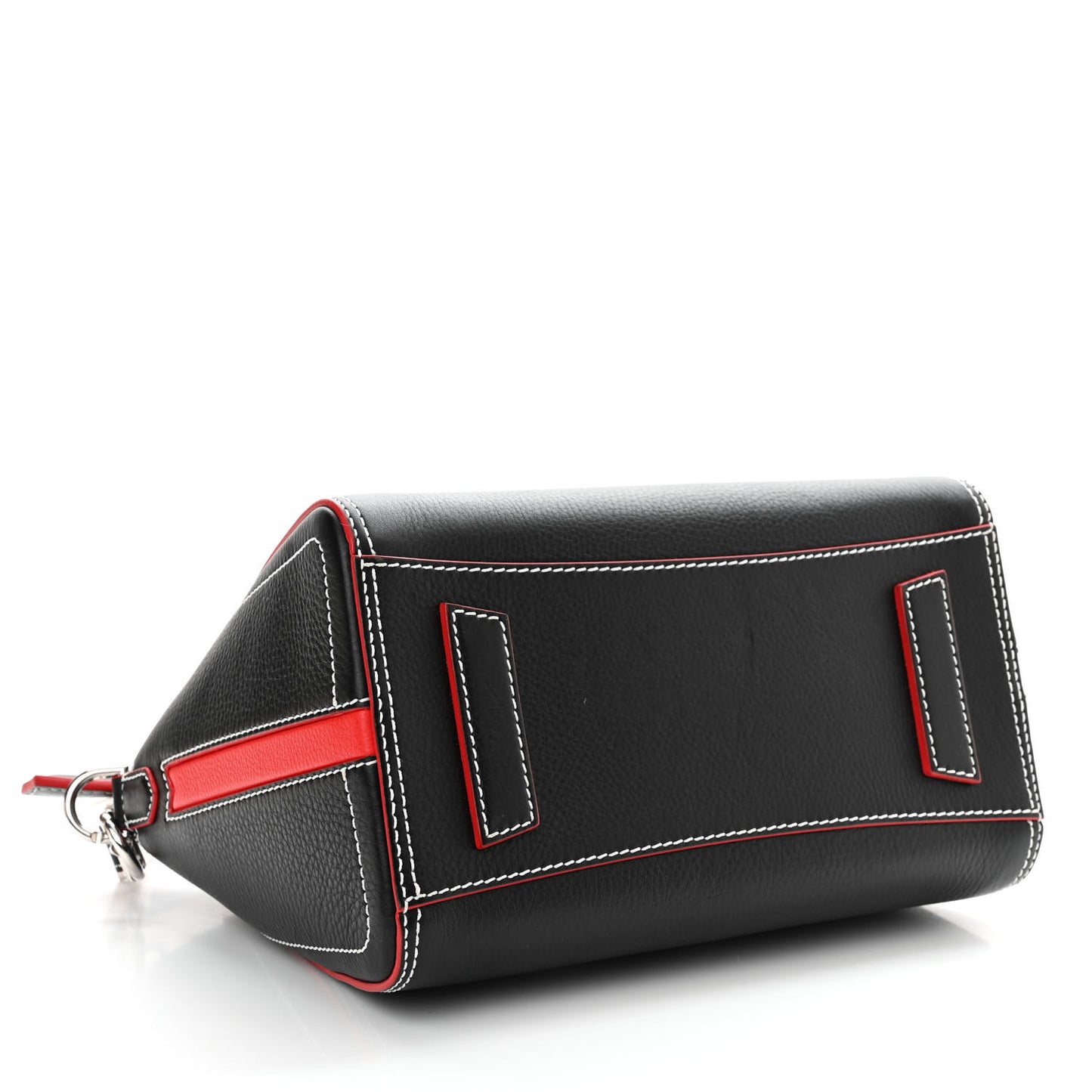 Calfskin Bi-Color Topstitch Small Antigona Black Red