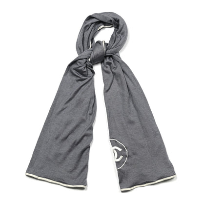 Chanel Cashmere Silk CC Scarf Grey 1 of 4