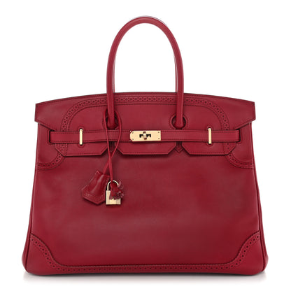 Hermes Tadelakt Ghillies Birkin 35 Rubis 1 of 12