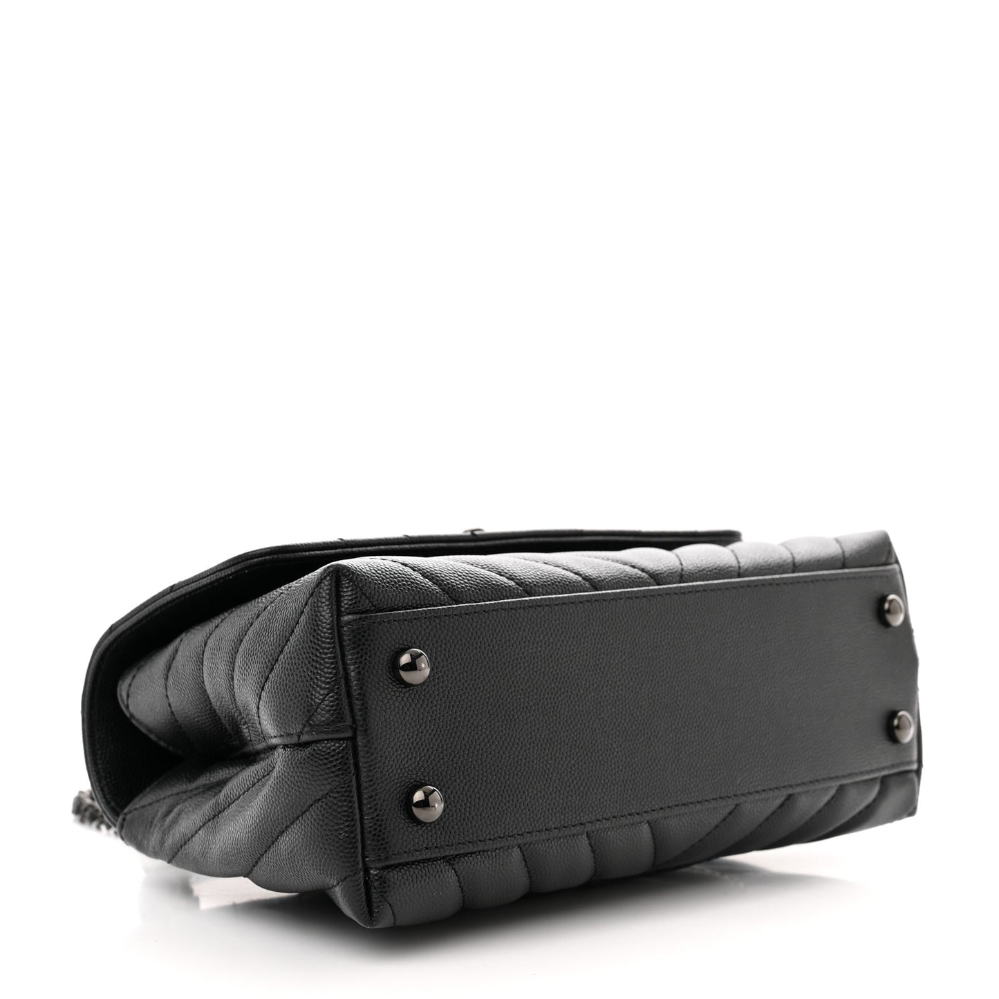 Caviar Chevron Quilted Mini Coco Handle Flap So Black