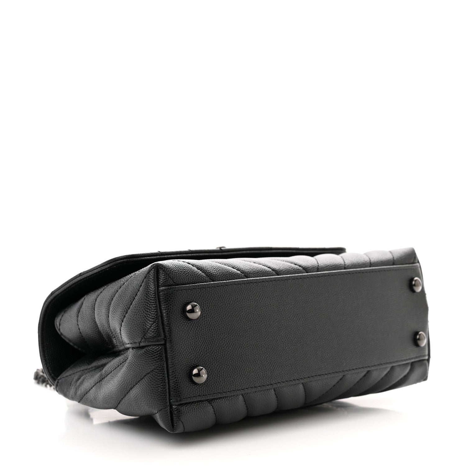 Chanel Caviar Chevron Quilted Mini Coco Handle Flap So Black 4 of 11