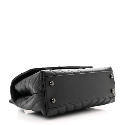 Chanel Caviar Chevron Quilted Mini Coco Handle Flap So Black 4 of 11