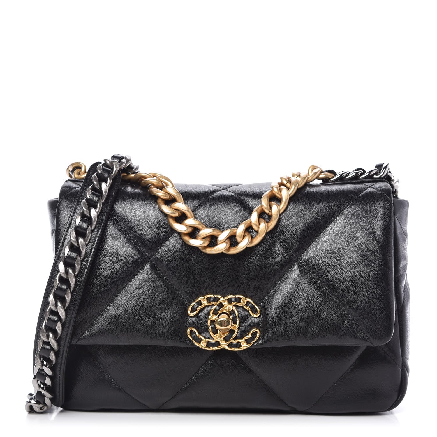 Chanel Goatskin Quilted Medium 19 Flap Black 1 of 11