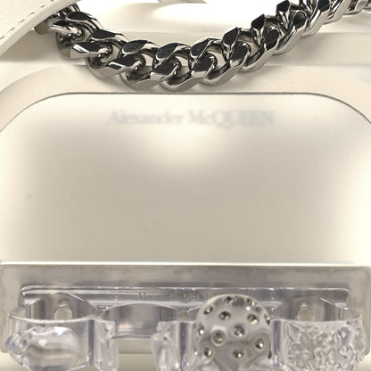Alexander McQueen Polyurethane Calfskin Transparent Jeweled Knuckle Satchel Clear White 7 of 9