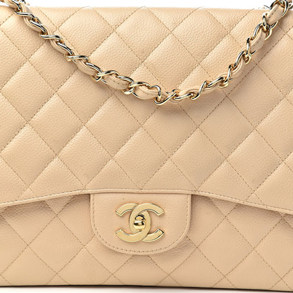 Chanel Caviar Quilted Jumbo Single Flap Beige Clair 15 of 15
