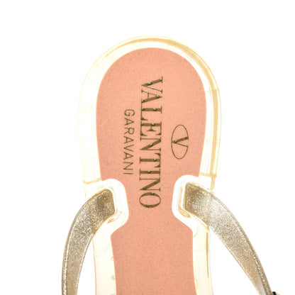 Valentino Garavani PVC Jelly Glitter Rockstud Bow Thong Sandals 35 Oro 7 of 8