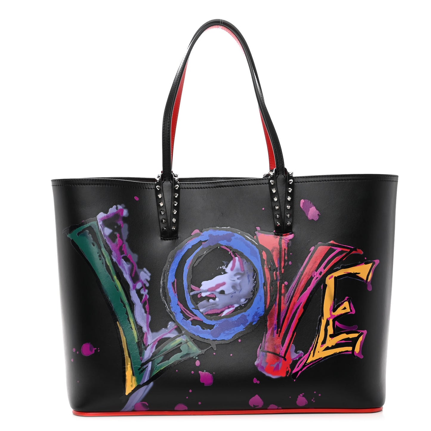 Calfskin In Love East West Cabata Tote Black Multicolor