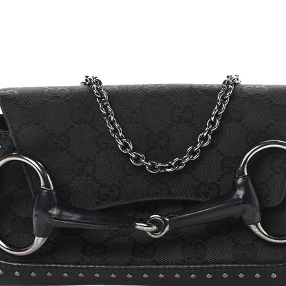 Gucci Monogram Studded Horsebit Clutch Black 7 of 9