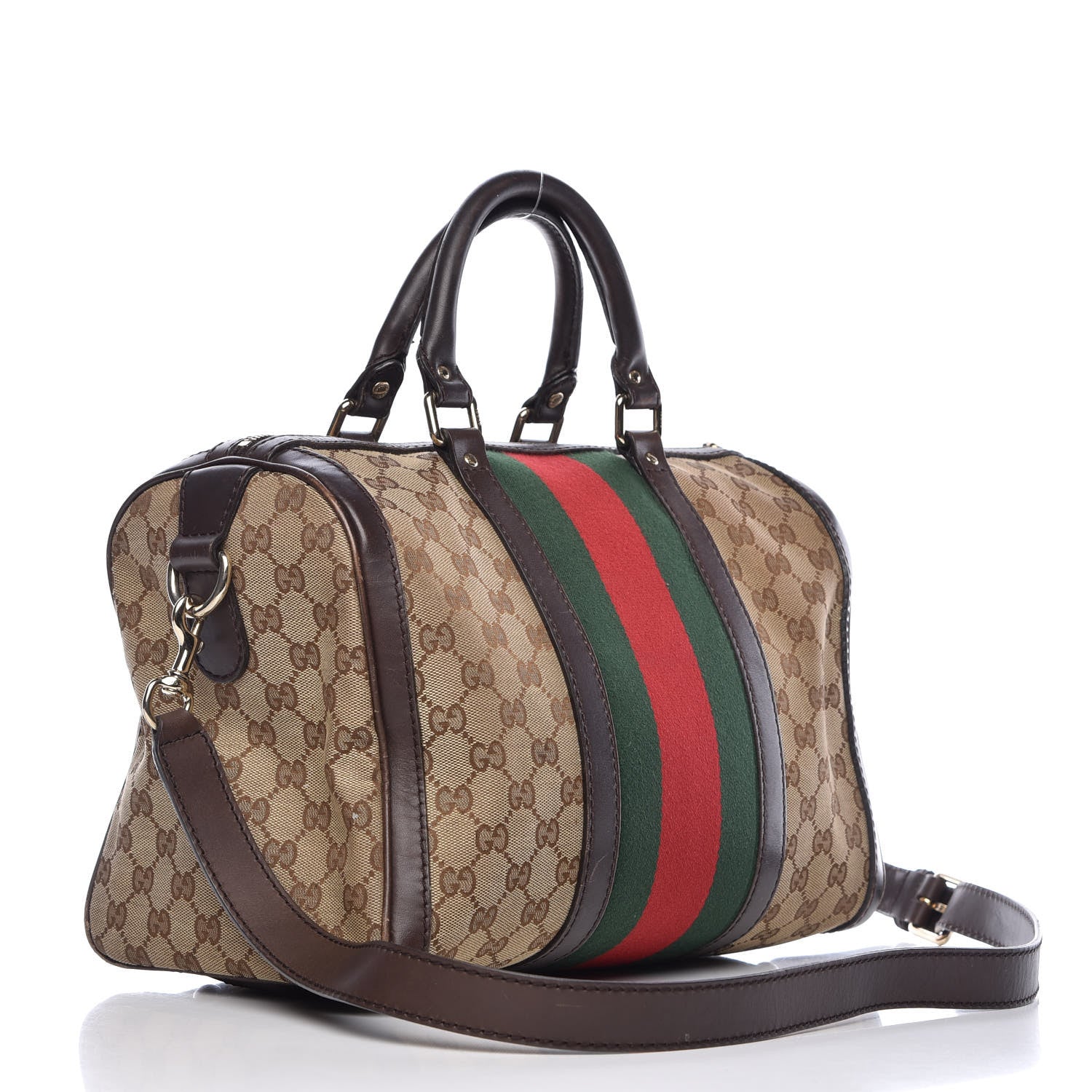 Gucci Monogram Vintage Web Medium Boston Dark Brown 4 of 20
