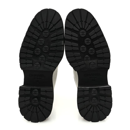 Chanel Calfskin Patent Cap Toe Quilted Short Boots 36 White Black 5 of 9