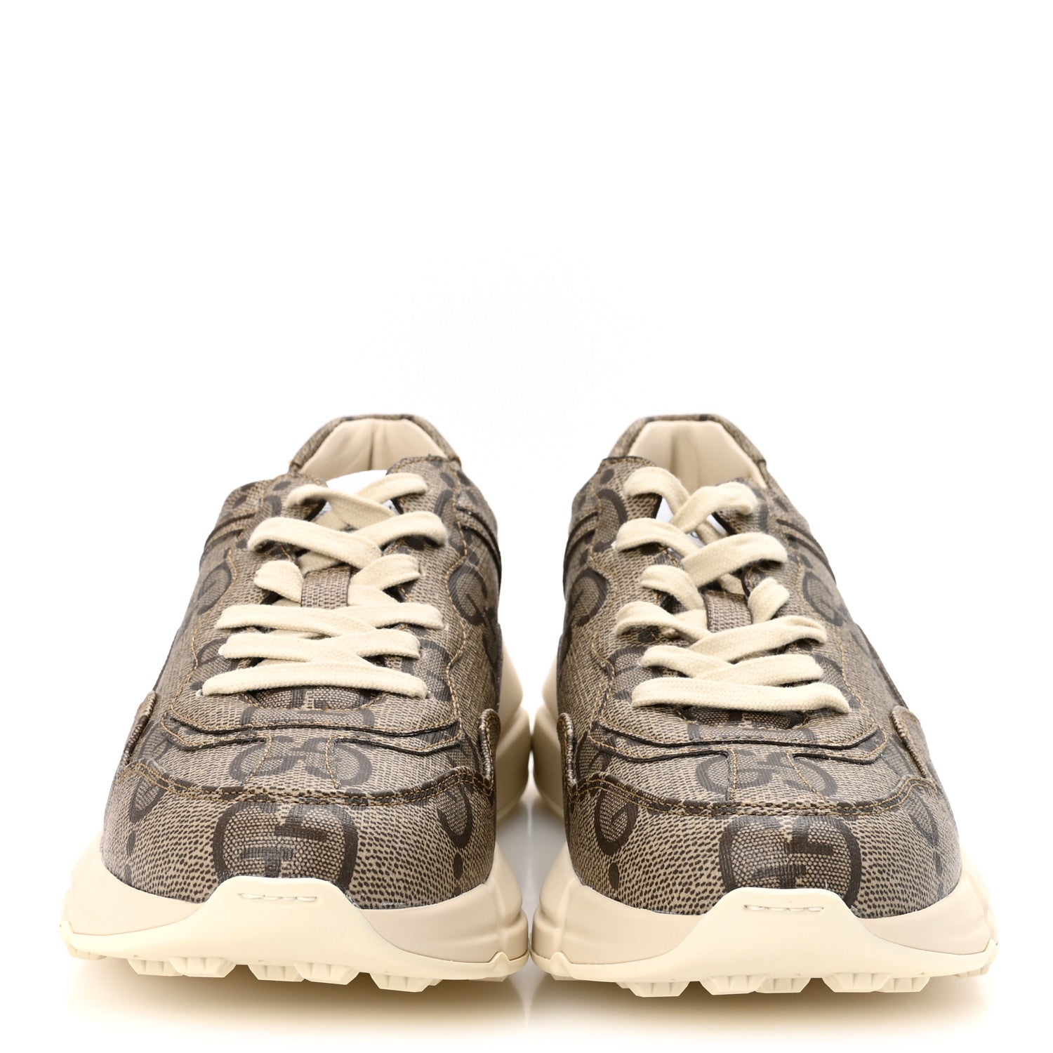 Gucci Maxi GG Supreme Monogram Gucci 100 Womens Rhyton Sneakers 40 Beige Ebony 3 of 10