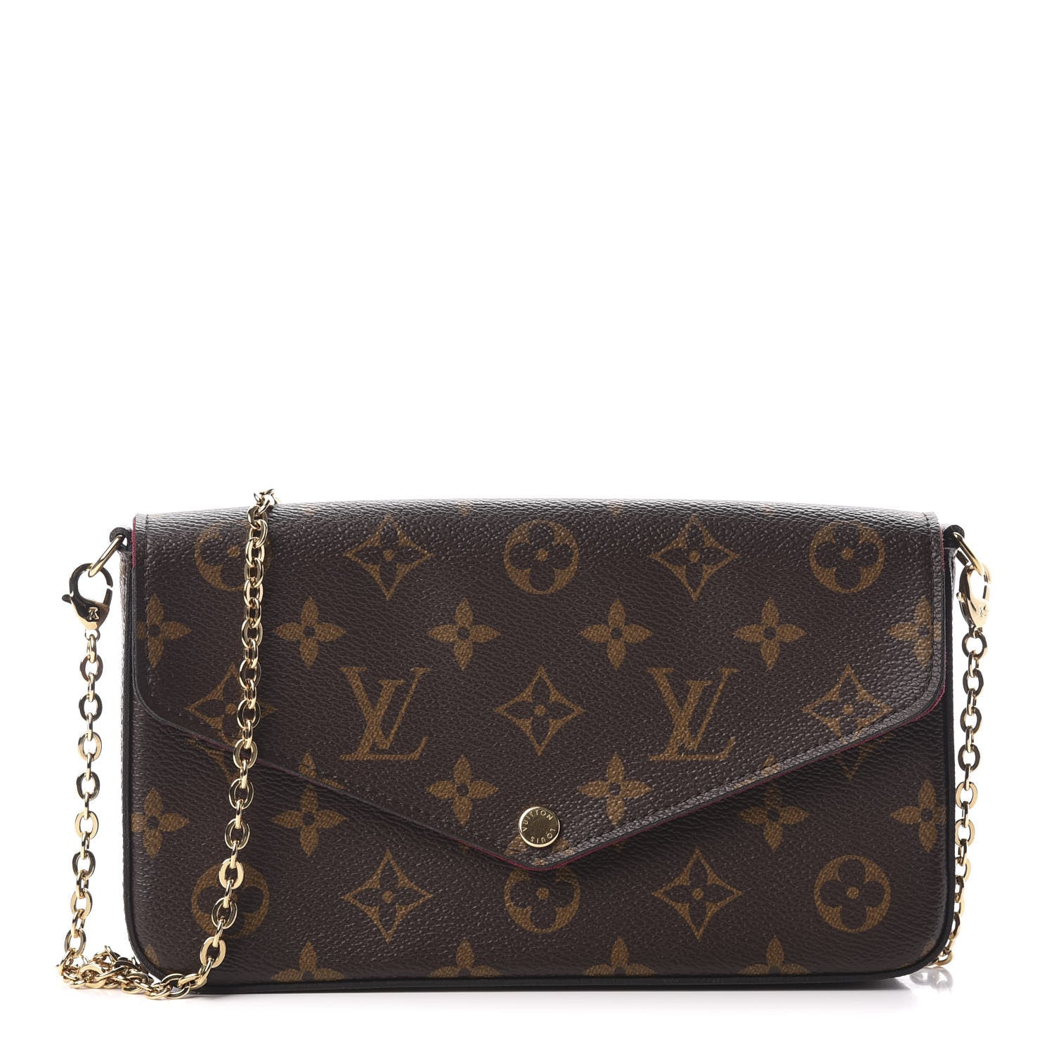 Louis Vuitton Monogram Pochette Felicie Chain Wallet Fuchsia 1 of 10