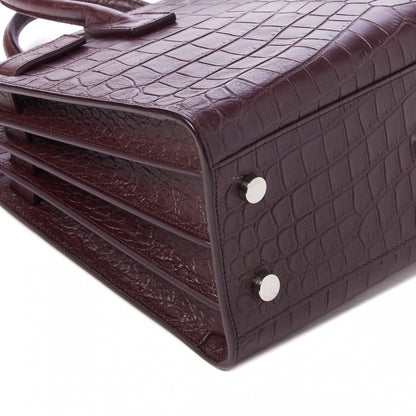 Saint Laurent Calfskin Crocodile Embossed Baby Sac De Jour Bordeaux 5 of 8