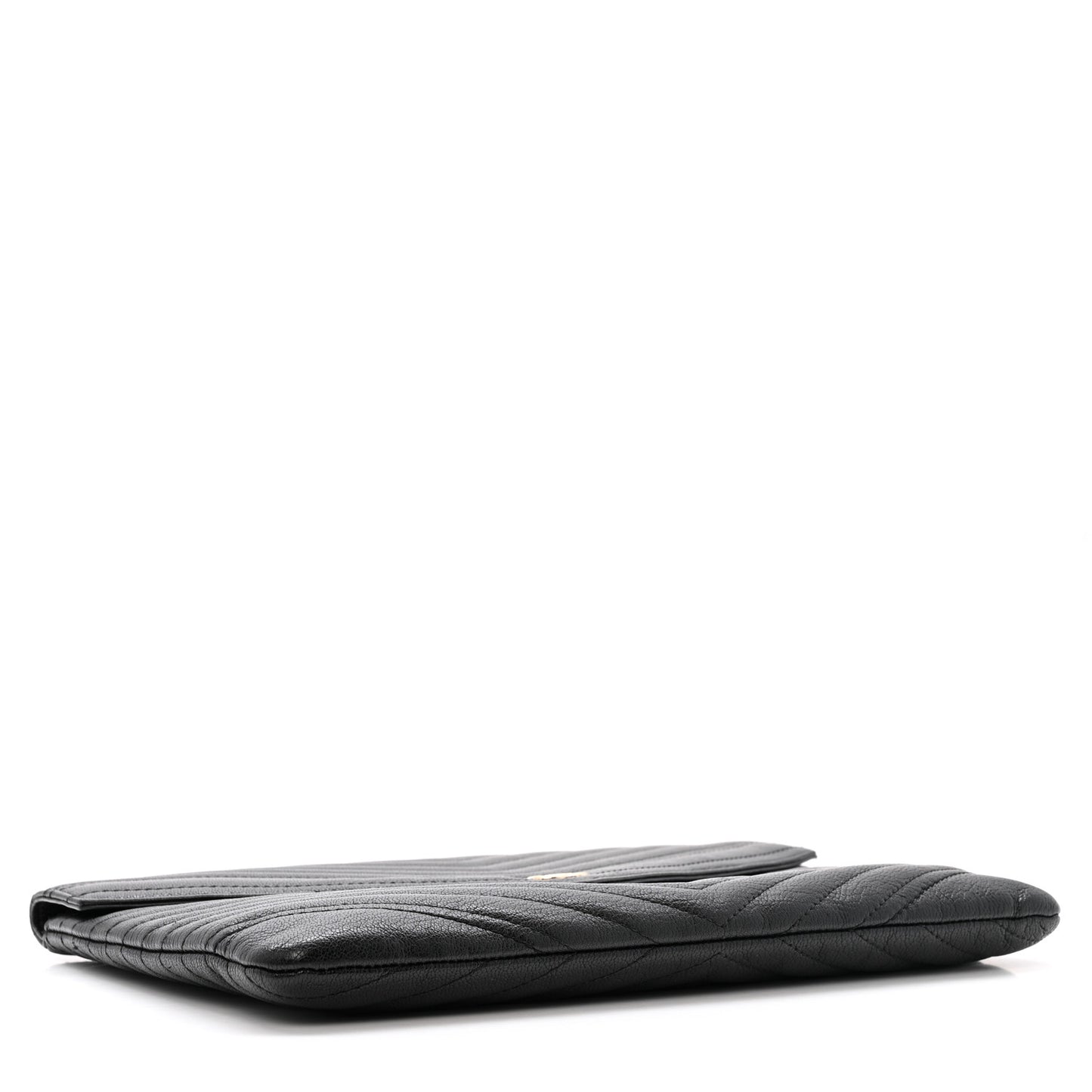 Sheepskin Chevron Quilted Small Envelope Clutch Black