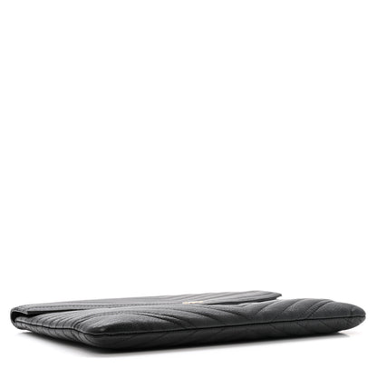 Chanel Sheepskin Chevron Quilted Small Envelope Clutch Black 4 of 11