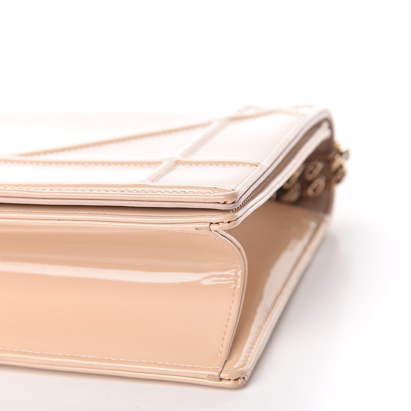 Patent Calfskin Medium Diorama Flap Bag Beige