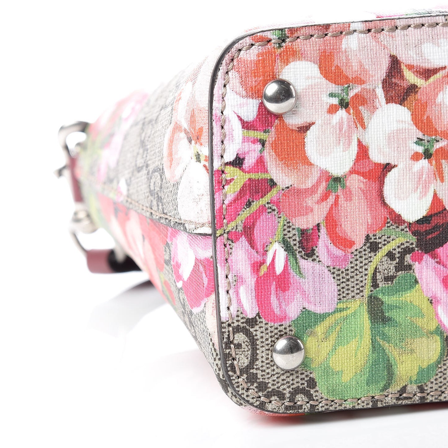 GG Supreme Monogram Blooms Mini Zip Top Tote Beige Multicolor Dry Rose