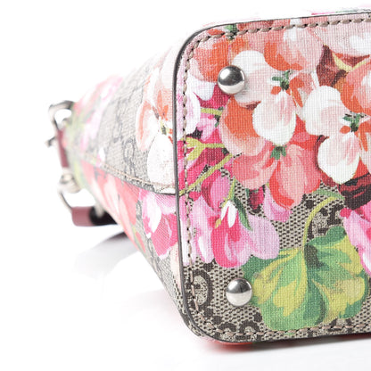 Gucci GG Supreme Monogram Blooms Mini Zip Top Tote Beige Multicolor Dry Rose 8 of 9