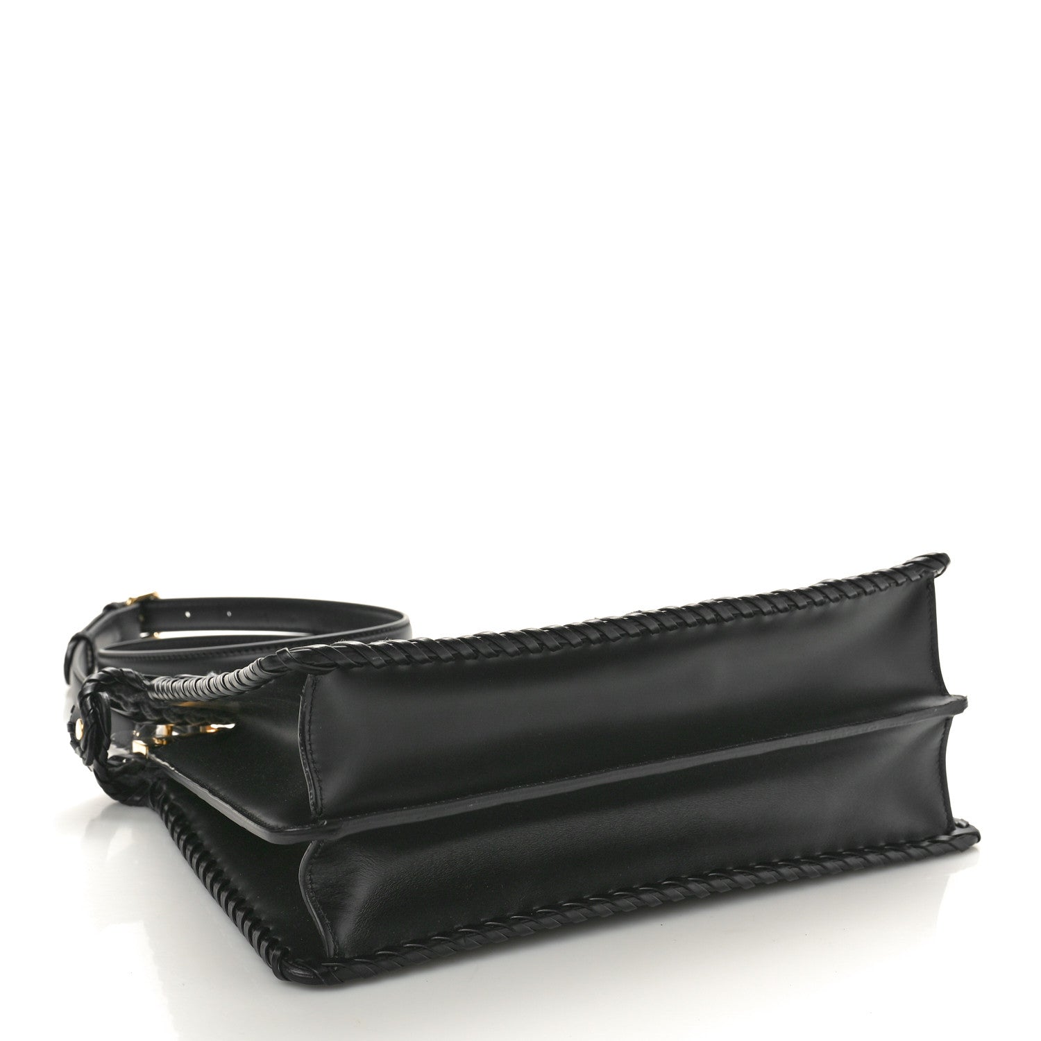 Fendi Vitello Shiny Nappa Woven Medium Peekaboo I SEE U Satchel Carbone Slate 5 of 10