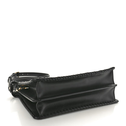 Fendi Vitello Shiny Nappa Woven Medium Peekaboo I SEE U Satchel Carbone Slate 5 of 10